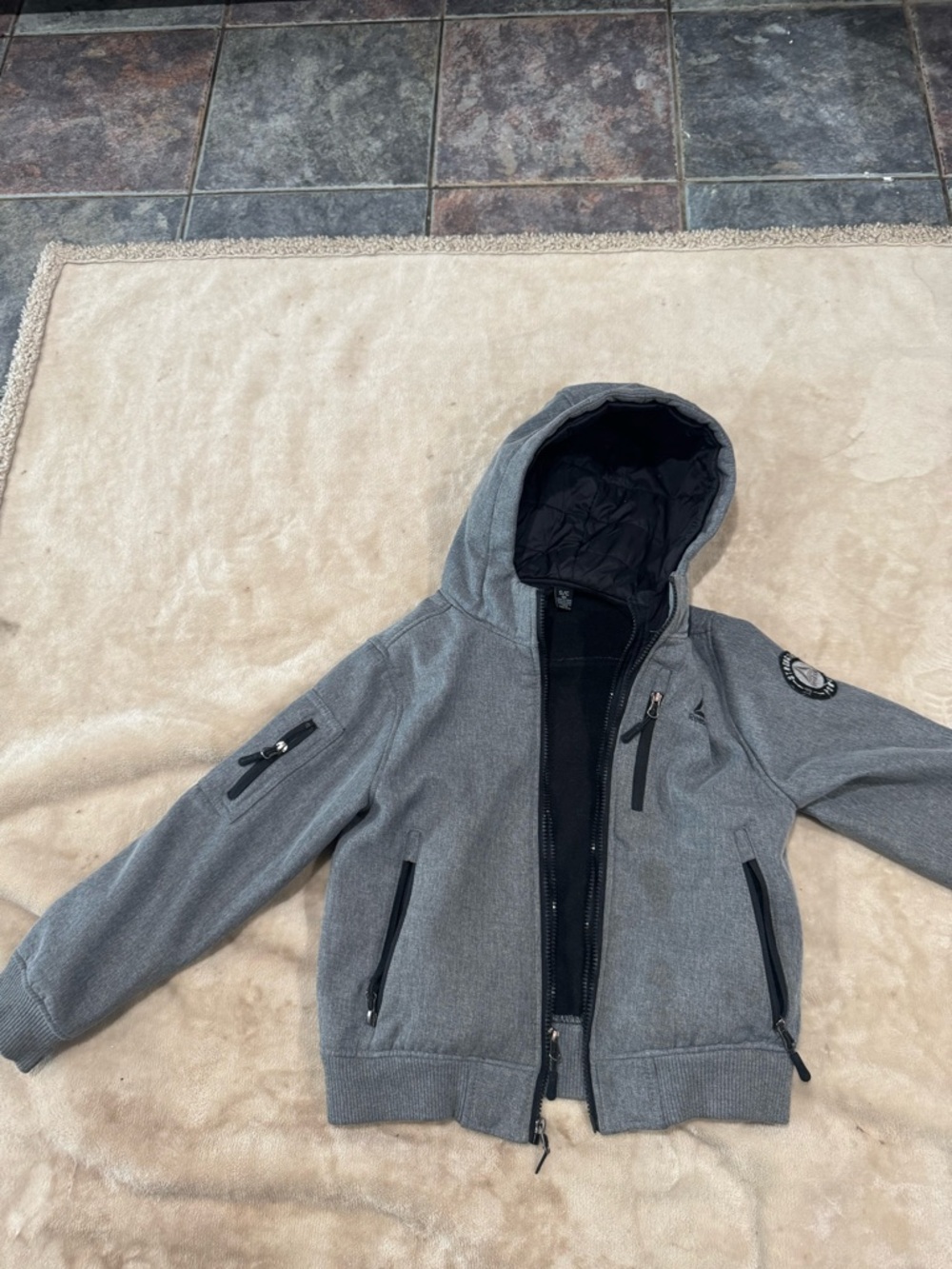 Reebok Kids Gray Hooded Jean-Style Jacket